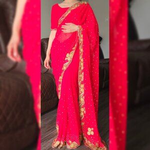 Red Georgette saree NEGOTIABLE